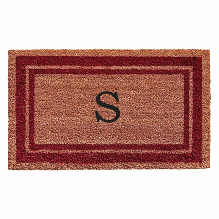 Monogram Door Mat, Natural, Burgundy, 18 in W x 30 in L